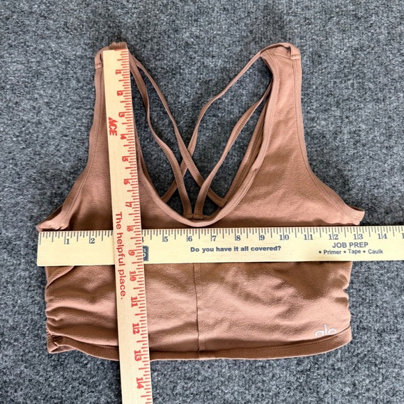Alo Yoga Ribbed Bra Top Copper Rust Womens Small Strappy Back Cropped Activewear - Picture 4 of 6